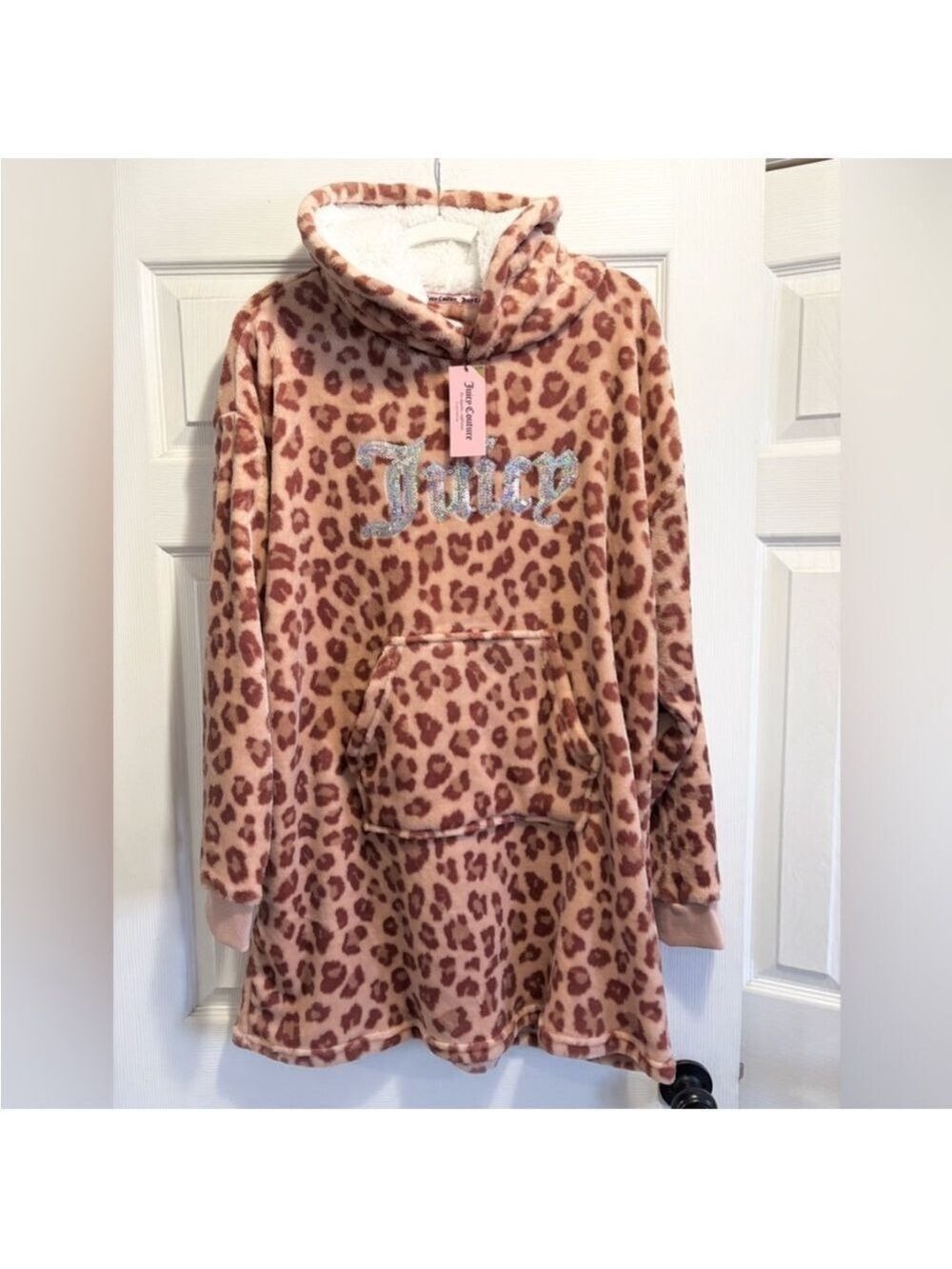 NWT Juicy Couture Leopard Plush Hooded Lounger Sleepwear Size Small Medium S/M
